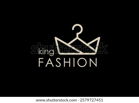 hanger and crown logo. king queen fashion line art vector graphic design