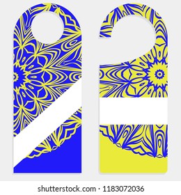 Hanger die cut. Empty shablon with floral mandala ornament.