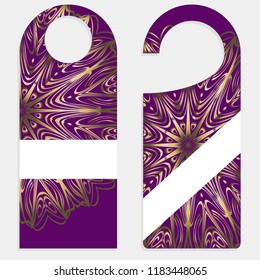 Hanger die cut. Empty shablon with floral mandala ornament.