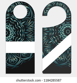 Hanger die cut. Empty shablon with floral mandala ornament.