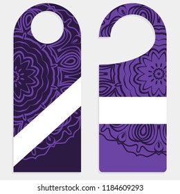 Hanger die cut. Empty shablon with floral mandala ornament.
