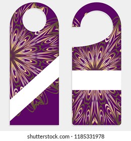 Hanger die cut. Empty shablon with floral mandala ornament. Vector illustration. hotel door hang tag signs