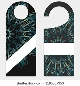 Hanger die cut. Empty shablon with floral mandala ornament.