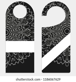 Hanger die cut. Empty shablon with floral mandala ornament.