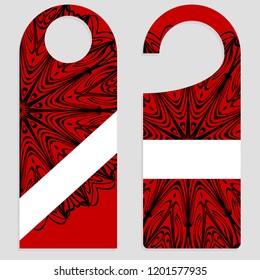 Hanger die cut. Empty shablon with floral mandala ornament. Vector illustration. hotel door hang tag signs