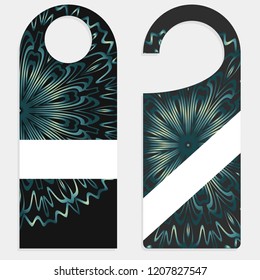 Hanger die cut. Empty shablon with floral mandala ornament.