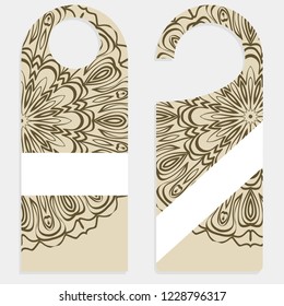 Hanger die cut. Empty shablon with floral mandala ornament.
