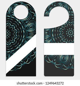 Hanger die cut. Empty shablon with floral mandala ornament.