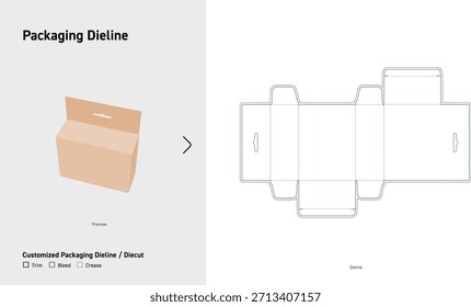 Caja de exhibición de suspensión Embalaje Dieline Plantilla