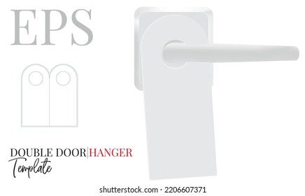 Hanger display, Door Hanger Template, Vector with die cut, laser cut lines. Blank white clear isolated Door Hanger mock up on white background, perspective view