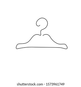 Hanger emblem or logo design, сontinuous line drawing, small tattoo, print for clothes and logo design, fashion shop logo, silhouette one single line on a white background, isolated vector.