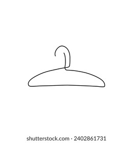 Hanger emblem or logo design, сontinuous line drawing, small tattoo, print for clothes and logo design, fashion shop, logo of dry cleaning and laundry service company, isolated vector.