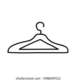  Hanger empty,  Black and white vector illustration in doodle style isolated single.