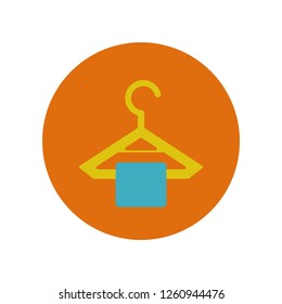 Hanger flat icon isolated on orange background. Simple sign symbol in flat style. Sewing elements Vector illustration for web and mobile design. 