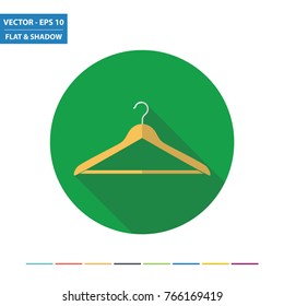 Hanger flat icon with long shadow. Vector Illustration.