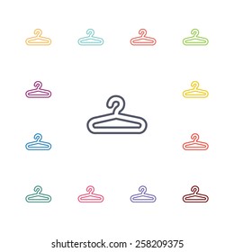 Hanger flat icons set. Open colorful buttons 