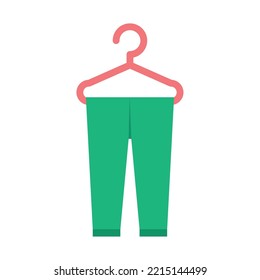 hanger with green pants on white background