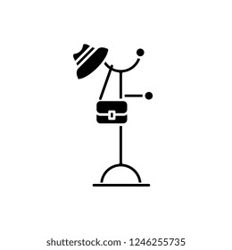 Hanger in the hallway black icon, vector sign on isolated background. Hanger in the hallway concept symbol, illustration 