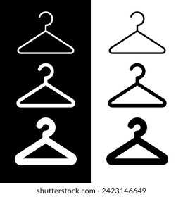 Hanger, hangers for clothes. Wardrobe or locker room symbol. Isolated vector illustration on a white background.