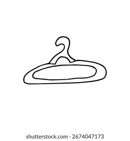 Percha, dispositivo de perchas para guardar la ropa. Doodle. Ilustración vectorial. Dibujado a mano. Esquema.