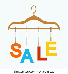 Hanger, hot summer sale poster. Flat style vector illustration.