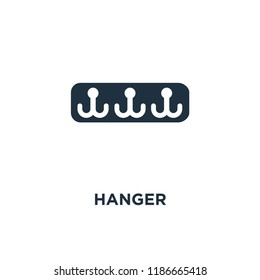 Hanger icon. Black filled vector illustration. Hanger symbol on white background. Can be used in web and mobile.