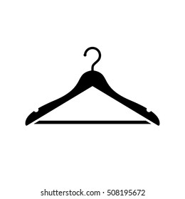 Hanger icon. Black, minimalist icon isolated on white background. Hanger simple silhouette. Web site page and mobile app design vector element.