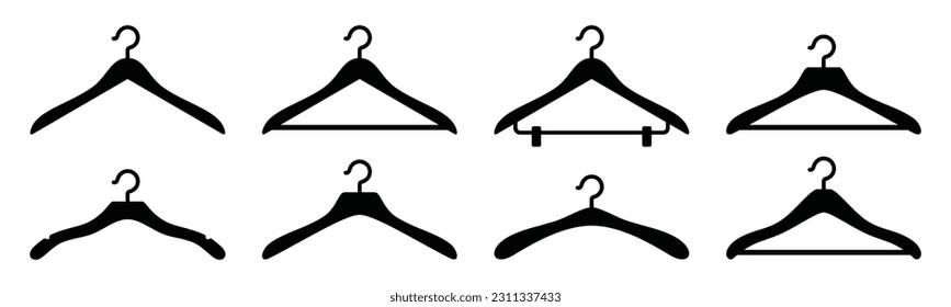 Hanger icon. Cloth hanger, coat or clothes rack icon symbol vector in flat style on white background with editable stroke. Vector illustration