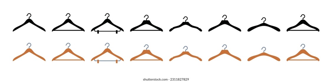 Hanger icon. Cloth hanger, coat or clothes rack icon symbol vector in flat and color style on white background with editable stroke. Vector illustration