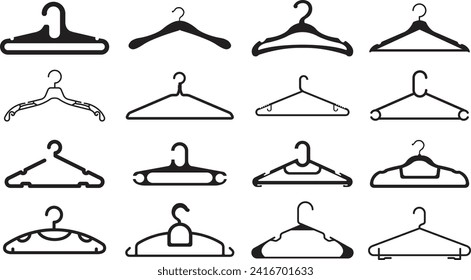 Hanger icon. Cloth hanger, coat or clothes rack vector symbol in line style on white background