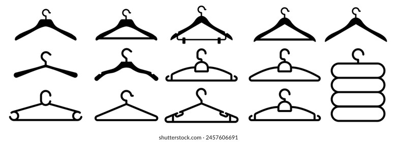 Icono de suspensión. Colgador de tela, abrigo o estante de ropa símbolo Vector en estilo plano sobre fondo blanco con trazo editable. Ilustración vectorial