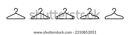 Hanger icon. Cloth hanger, coat or clothes rack icon symbol vector in line style on white background with editable stroke. Vector illustration