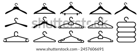 Hanger icon. Cloth hanger, coat or clothes rack icon symbol vector in flat style on white background with editable stroke. Vector illustration