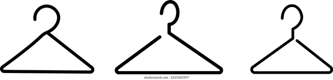 The hanger icon. hanger clothes rack. Different clothes hanger silhouette collection. Wardrobe sign vector.
