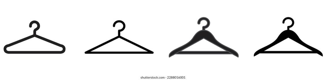 Icono de la percha. Icono de ropa. Juego de cremallera de ropa. Ilustración vectorial.