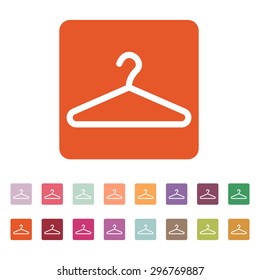 The hanger icon. Coat rack symbol. Flat Vector illustration. Button Set