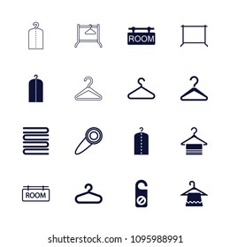 Hanger icon. collection of 16 hanger filled and outline icons such as do not disturb, room tag, door knob. editable hanger icons for web and mobile.
