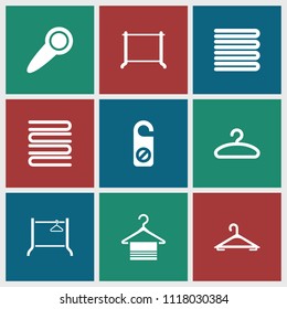 Hanger icon. collection of 9 hanger filled icons such as towels, do not disturb. editable hanger icons for web and mobile.