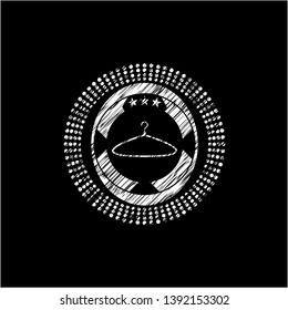 hanger icon drawn chalk emblem, retro style, chalk or chalkboard texture