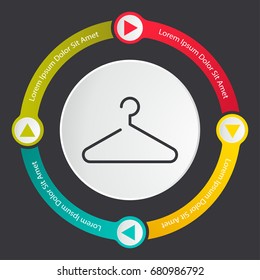 hanger icon, dressing infographics template