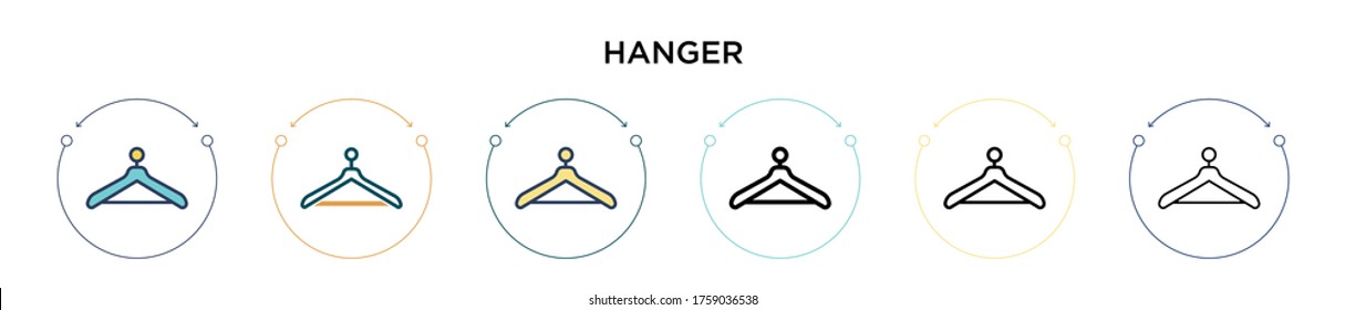 Icono colgante en el estilo relleno, delgado, contorno y trazo. Ilustración vectorial de dos iconos vectoriales de coloración y negro se pueden utilizar para móviles, ui, web