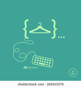 Hanger icon and flat design elements. Design concept icons for application development, web page coding and programming, web design, creative process, social media, seo.