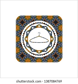 hanger icon inside arabesque badge. arabic decoration.