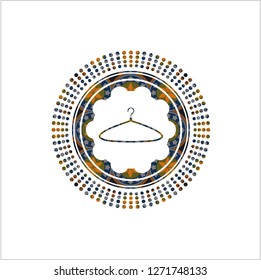 hanger icon inside arabesque style emblem. arabic decoration.