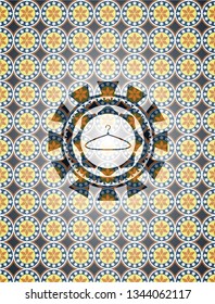 hanger icon inside arabesque style emblem. arabic decoration.