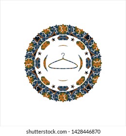 hanger icon inside arabesque style emblem. arabic decoration.