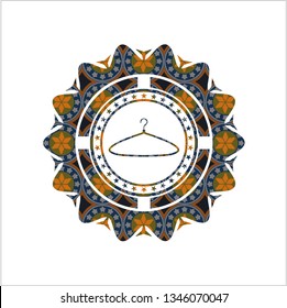hanger icon inside arabic badge background. Arabesque decoration.