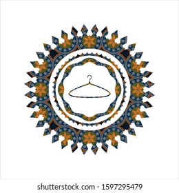 hanger icon inside arabic emblem background. Arabesque decoration.