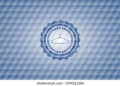 hanger icon inside blue polygonal badge.