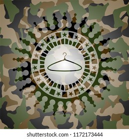 hanger icon inside camouflage texture